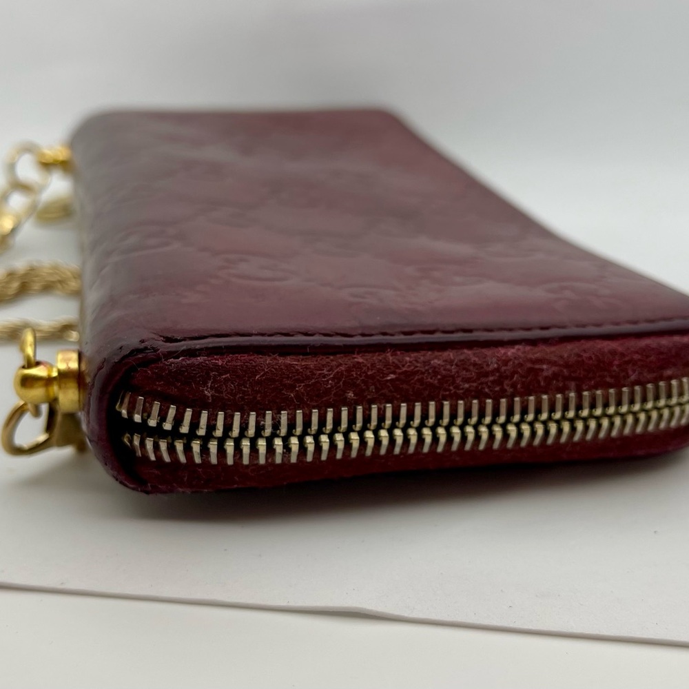 🚫🚫SOLD🚫🚫Custom Gucci Embossed Burgundy Leather Zip Around Wallet on Chain - Picture 15 of 16